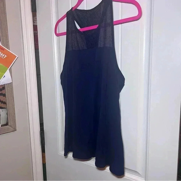Athleta Be Free Navy Blue Mesh Tank Top Size Large Athletic Athleisure Gym - Picture 3 of 9